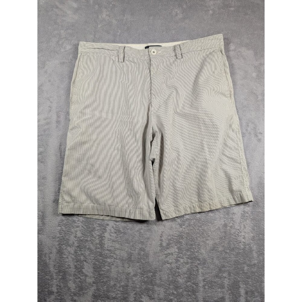 Banana Republic Mens Chino Shorts Size 36 Gray Striped Golf Preppy Casual Tennis